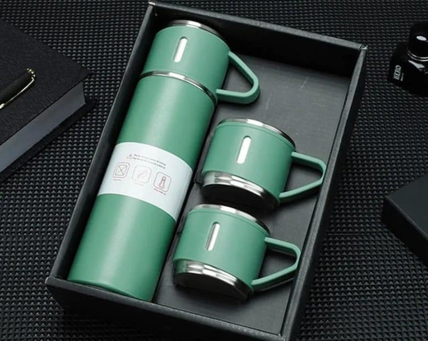 Vacuum Flask Set with 3 Cups