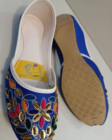 Women's Fancy Embroidered Blue Khussa