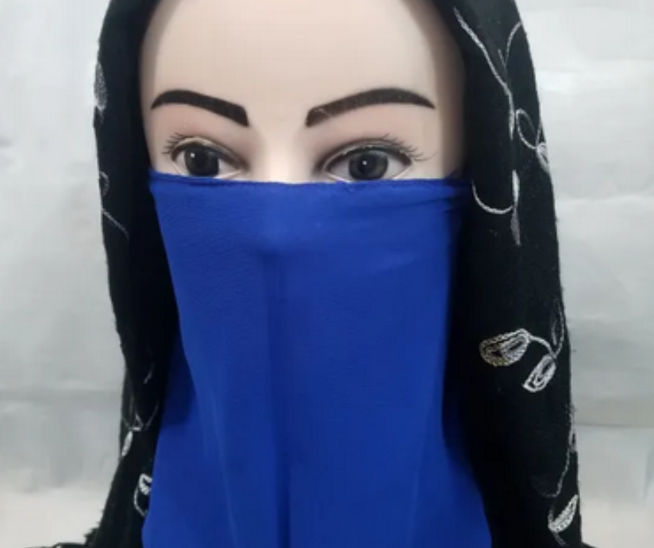 Blue- Elegant Half Naqab Patti – Stylish & Comfortable Face Cover