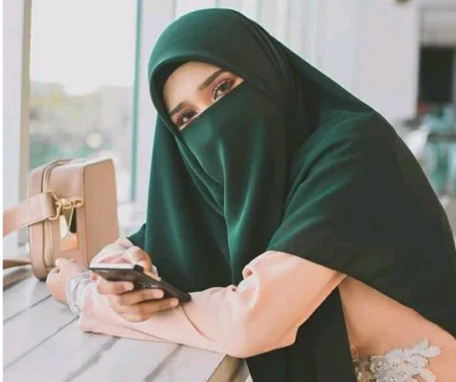 Green - Elegant Half Naqab Patti – Stylish & Comfortable Face Cover