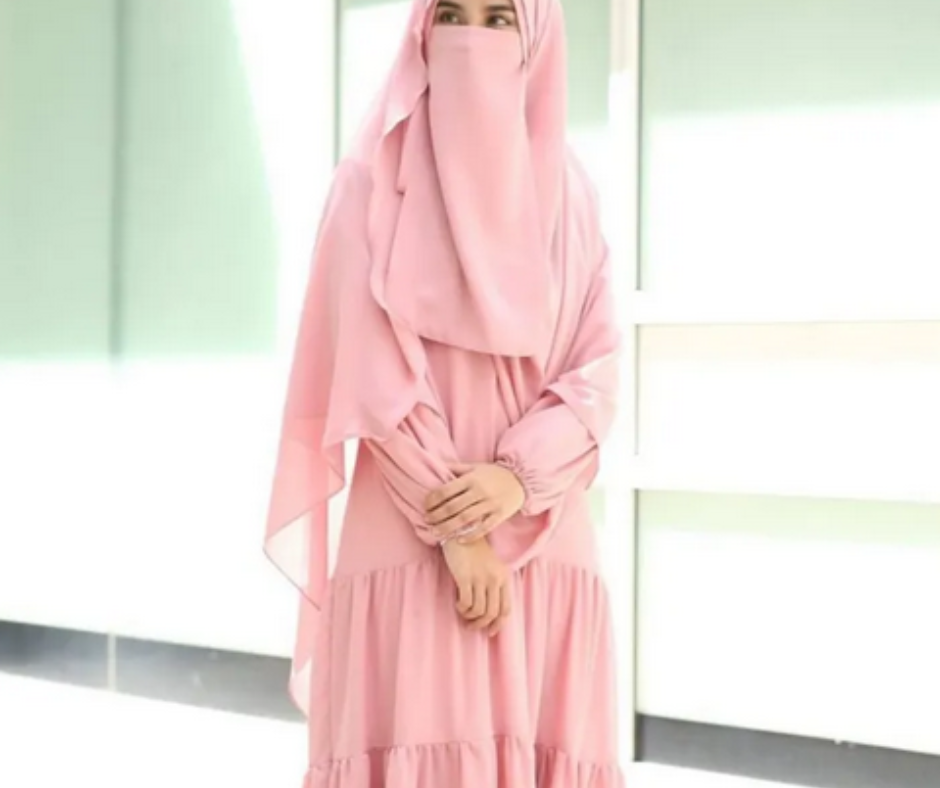 Pink - Elegant Half Naqab Patti – Stylish & Comfortable Face Cover