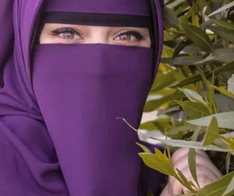 Purple - Elegant Half Naqab Patti – Stylish & Comfortable Face Cover