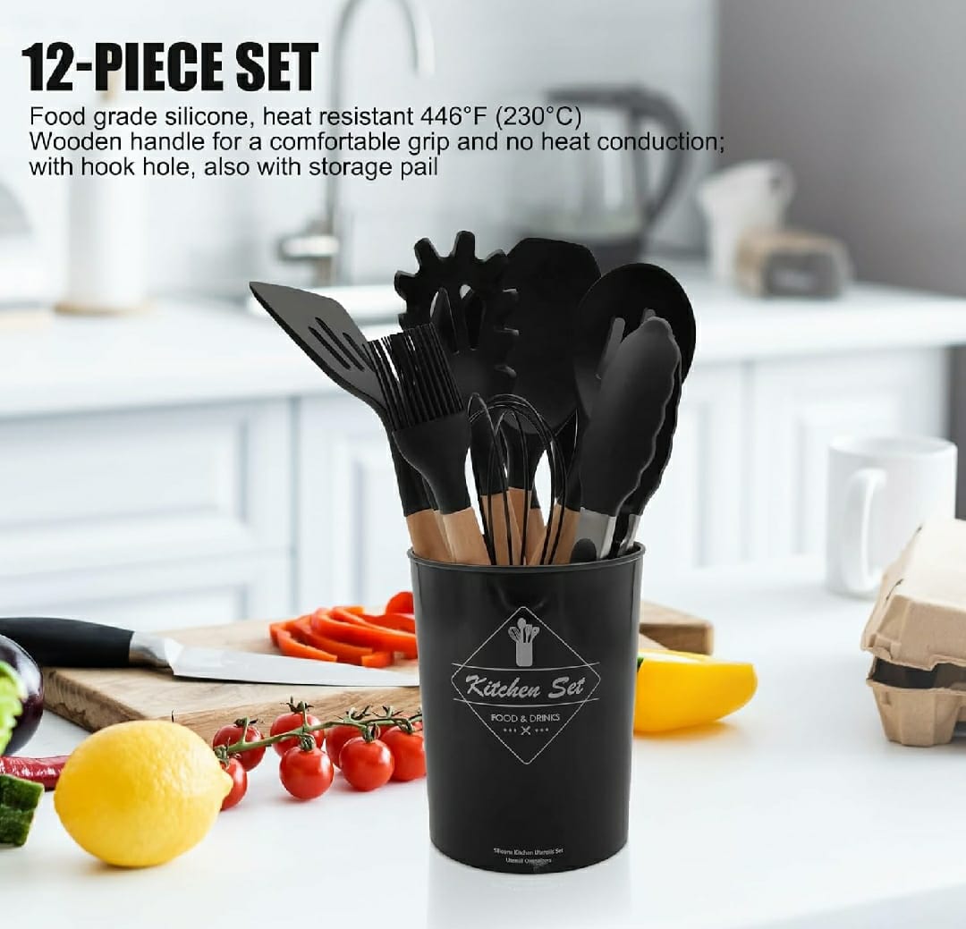 12 Pcs Silicone Cooking Utensils Kitchen Utensil Set