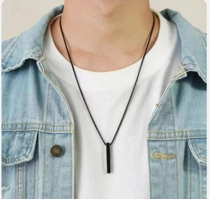 Vertical Bar Boy's Pendant Black